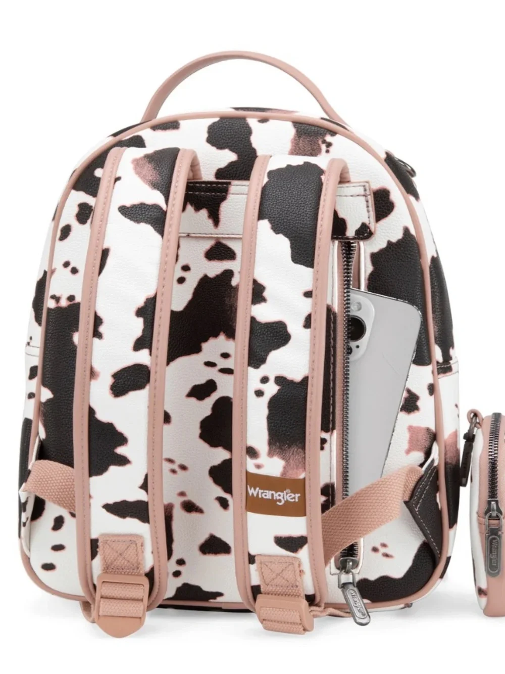 Wrangler Cow Print Backpack With Coin Pouch - Pink